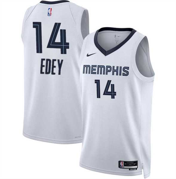 Mens Memphis Grizzlies #14 Zach Edey White 2024 Draft Association Edition Stitched Jersey Dzhi